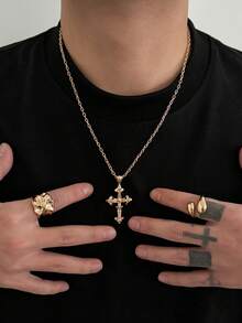 1 chiếc dây chuyền mặt dây kiểu Gothic, thiết kế đôi unisex, dây chuyền dài phong cách Punk Hàn Quốc, trang sức đeo cổ thời trang Y2K, quà tặng. - Vàng - Xem 8