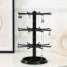 Rotating Jewelry Storage Rack, Earring Necklace Display Stand, Pendant & Bracelet Hanger, Multi-Function Jewelry Organizer Box - 2 layers of rotation - View 8