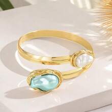 1 chiếc vòng tay ngọc trai giả bất đối xứng tối giản thời trang, vòng tay điều chỉnh được kiểu dáng độc đáo cho kỳ nghỉ hè trên bãi biển dành cho nữ. - hình học - Xem 9