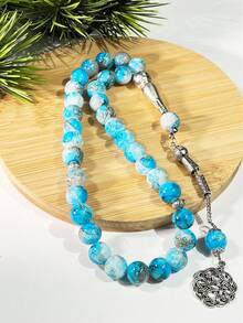 1串穆斯林33颗玻璃花珠念珠，优雅穆斯林祈祷念珠，男女通用 - 彩色 - 查看 1