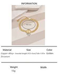 1 pieza Pulsera cubana de retrato de nicho, adecuada para que las mujeres la usen en sesiones de fotos, check-ins, atuendos de noche - Dorado - Ver 14