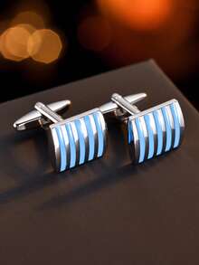 1 đôi khuy măng sét vuông bằng đồng tối giản dành cho nam giới - Bạc - Xem 6