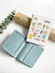 1 Custom Text Name Passport Holder - Cute Cartoon Fashionable Minimalist Style Lightweight Open-Closure Design Travel Document Case, Suitable For Business, Vacation, And Formal Occasions - Ideal Gift For Travelers, Essential For Business Trips - Multicolor - View 6