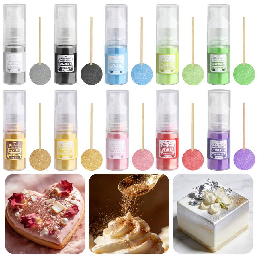 Edible Glitter Spray - Edible Pearl Powder, Metallic Glitter, Suitable For Beverages, Cake Decorations, Baking - Edible Glitter Powder, Suitable For Frosting, Candies - Multicolor - View 1
