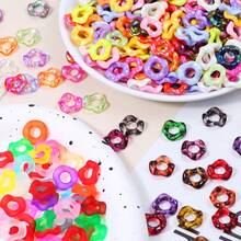 10pcs Acrylic UV Coated Colorful Beads, Hexagon Fidget Toys, Macaron Color Wavy Flower Shape, DIY Jewelry Accessories - Waves - View 2
