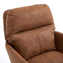 Brown Office Chair In PU Leatherette, With Black Legs And Adjustable Height. Suitable For The Office, Bedroom, Dressing Table, And Other Spaces. - Brown - View 6