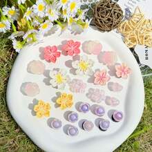 24pcs/Set Multi-Color Big & Small Flower, Pearl Shoe Clips, Suitable For Sandals, Slippers, Beach Shoes, Garden Shoes, DIY Accessories - Multicolor - View 2