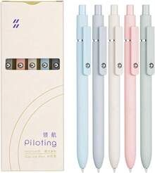 Morandi Pastel Retractable Gel Pens, 5-Pack Black Ink Smooth Writing Pens For School, Office & Journaling - Sets - View 8