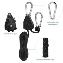 Tensor de cuerda de tienda de campaña, hebilla fija, polea, tensor de trinquete, ganchos para cuerda de toldo de camping al aire libre, herramienta de elevación - Negro - Ver 4
