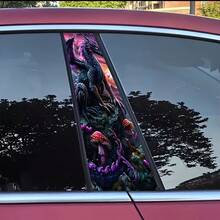2pcs High-Quality Waterproof Vinyl Stickers, Designed Specifically For Car B-Pillars, Also Includes 1 Innovative B-Pillar Protective Film With Western Dragon Pattern. These Stickers Are Suitable For Use On Vehicles, Walls, And Glass Windows. - A - View 2