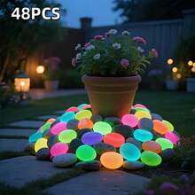 48 Large Glow-In-The-Dark Stones, Each With A Diameter Of 1.77 Inches, Are Perfect For Enhancing Garden Landscapes, Aquariums, Starry Night Themes, And Serve As Ideal Indoor And Outdoor Decorations, Including Christmas Garden Displays. - 48件 - 查看 11