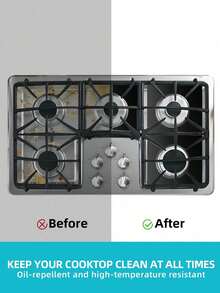 4pcs/8pcs Black Gas Stove Oil-Proof Mat, Washable Cleaning Sheet - View 7