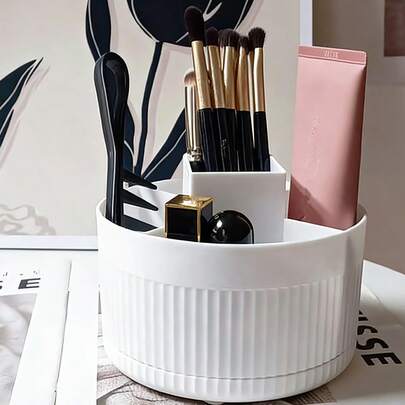 Hộp đựng đồ dùng văn phòng xoay 360 độ - Hộp nhựa nhẹ với nhiều ngăn - 1 hộp đựng bút để bàn dùng đựng cọ trang điểm, bút, dụng cụ và phụ kiện - Không cần điện.