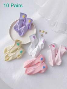 5 Pares/10 Pares de Calcetines de Malla, Calcetines Deportivos Ligeros y Transpirables, Calcetines Cortos Suaves y Cómodos, Colores Suaves, Adecuados para Uso Diario, Primavera/Verano - Multicolor - Ver 8