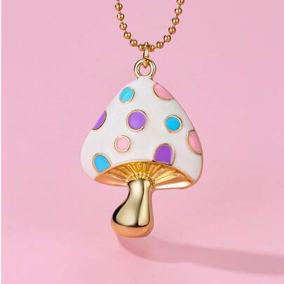 1 chiếc vòng cổ mặt dây chuyền hình ngựa, bánh macaron, nấm dễ thương, tráng men, thời trang cho trẻ em, thích hợp để đeo hàng ngày, làm quà tặng, dịp lễ.