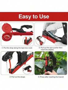 Upgraded Plant Tying Machine Gun To Tie Up Vine Tomatoes And Grapes Quickly Garden Tape Tool For Gardeners Farmers With SK5 Blade Replacement Garden Tapes And Staples - Red - View 6