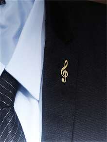 1pc Casual Stainless Steel Fashion Music Note Unisex Brooch, Shirt/Suit Lapel Pin Accessory, Gift For Music Lovers - Multicolor - View 8