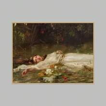 1件經典維多利亞哥德風 Ophelia 藝術版畫海報－無框畫布牆飾，適合客廳、臥室、居家辦公室－神秘美學藝術作品 - 彩色 - 查看 15