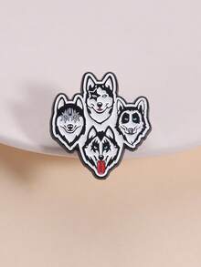 1 chiếc ghim cài áo hình hoạt hình ban nhạc rock Husky ngộ nghĩnh màu đen trắng với bốn đầu chó, chất liệu kim loại, thích hợp để cài áo khoác hoặc ve áo làm quà tặng trang sức cho người hâm mộ và bạn bè. - Đen và trắng - Xem 6
