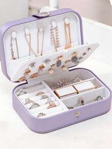 1pc Multi-Functional Travel Jewelry Storage Bag, Portable Mini Jewelry Organizer, Jewelry Holder, Desktop Ring Display Box, Suitable For Earrings, Necklaces, Pendants Storage Box, Large Capacity Jewelry Display Cabinet Suitable For Rings, Necklaces, Watches, Bracelets, Earrings, Lipsticks Storage And Organization, Ideal Birthday/Graduation Gift, Christmas Gift - Multicolor - View 2