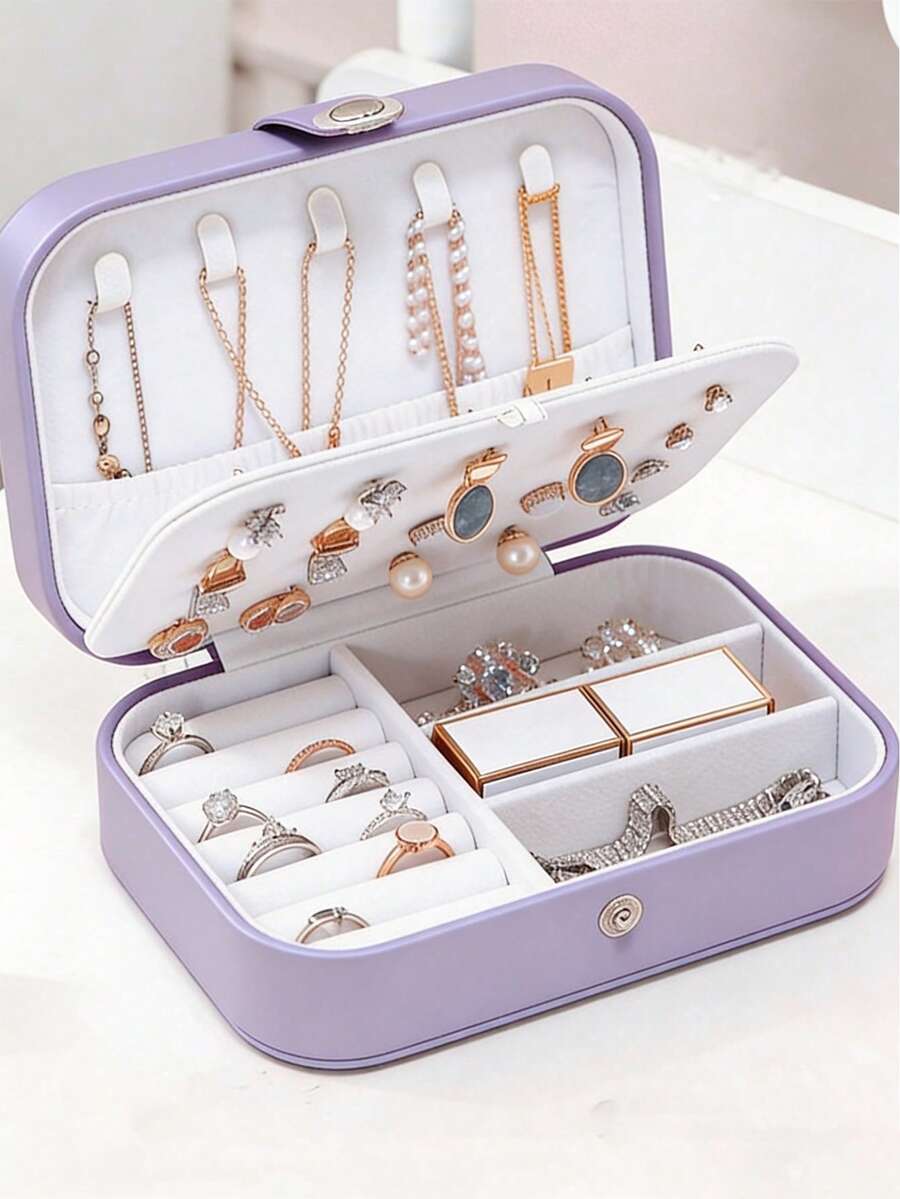 1pc Multi-Functional Travel Jewelry Storage Bag, Portable Mini Jewelry Organizer, Jewelry Holder, Desktop Ring Display Box, Suitable For Earrings, Necklaces, Pendants Storage Box, Large Capacity Jewelry Display Cabinet Suitable For Rings, Necklaces, Watches, Bracelets, Earrings, Lipsticks Storage And Organization, Ideal Birthday/Graduation Gift, Christmas Gift
