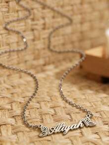 Dây chuyền khắc tên nữ cổ điển, đơn giản, thời trang, chữ viết tay uốn lượn, dây chuyền xương đòn bằng thép không gỉ, mặt dây chuyền thủ công, trang sức khắc tên, quà tặng Giáng sinh vui nhộn, quà tặng bí mật cho phái nữ. - Bạc 3 - Xem 3