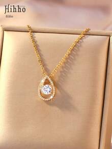 Hihho 1pc "Starlight Three Classic Styles" Luxury Zirconia Clavicle Chain | Versatile Wear, Exudes Elegance - Water Droplet Round Square - View 7