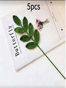 1 pièce Décoration de feuille au crochet faite main, convient pour la Saint-Valentin et la décoration de la maison au printemps/été, conception créative de branche de plante artificielle, cadeau pour la Saint-Valentin/anniversaire/remise des diplômes - feuilles tressées - Voir 7