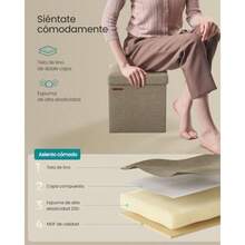 SONGMICS - Otomano de Almacenamiento reposapiés pequeño Plegable otomano Taburete de pie de 11.8 Pulgadas otomano cubeta con Almacenamiento Carga hasta 200 Libras para Sala de Estar recámara - Camello marrón - Ver 5