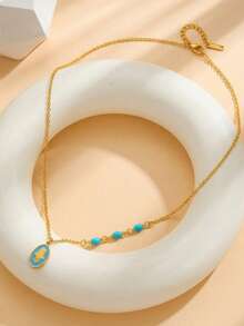 1件装手掌造型吊坠项链，适合女性日常佩戴 - 彩色 - 查看 3