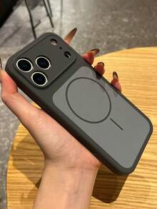 适用于 17 Pro Max、17 Pro、17、16、15、14、13 Pro Max 的奢华渐变液态硅胶磁吸无线充电手机壳，防震保护，坚固耐用 - 炭灰色 - 查看 5