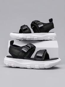 New Summer Kids Soft Bottom Outdoor Fashion Convenient Hook And Loop Versatile Casual Sandals - Black and White - View 2