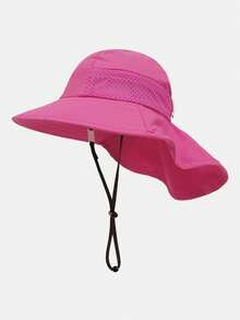 1 chiếc mũ lưới màu trơn cho trẻ em, mũ du lịch đi biển chống nắng cho trẻ em từ 8-16 tuổi - Nhiều màu - Xem 15