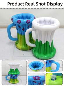 4 pièces Seau à glace gonflable en PVC en forme de verre à vin portable, sans alimentation électrique, idéal pour la plage, les barbecues et les fêtes d'été, rafraîchisseur de boissons amusant pour les cocktails et les boissons, essentiel pour les fêtes d'Halloween et de Noël - A - Voir 3