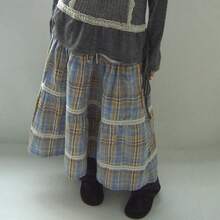 Women Skirts - Blue Grid - View 12