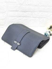 Neue Damen PU Soft Lange Geldbörse, modische lässige Handtasche mit großer Kapazität und Multifunktion, Kartenetui, Dokumentenorganizer, praktisch zum Tragen, geeignet als Urlaubsgeschenk für Damen Geldbörse Geldbeutel Reiseessential Sommer - Blau - Übersicht 4