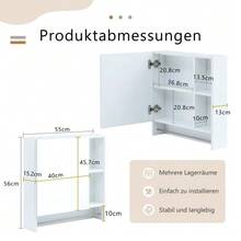 Walnut-Colored Bathroom Cabinet Made Of MDF, With Mirror And Open Shelves – Practical Bathroom Mirror Cabinet - A - 查看 2