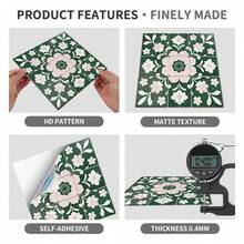 24pcs/Set Fresh Green & Pink Sakura Pattern Self-Adhesive Tile Stickers, 3.94/5.91/7.87 Inch, Waterproof & Oil-Proof, For Home Decor, Kitchen Backsplash Renovation - FHZ-126 - View 10