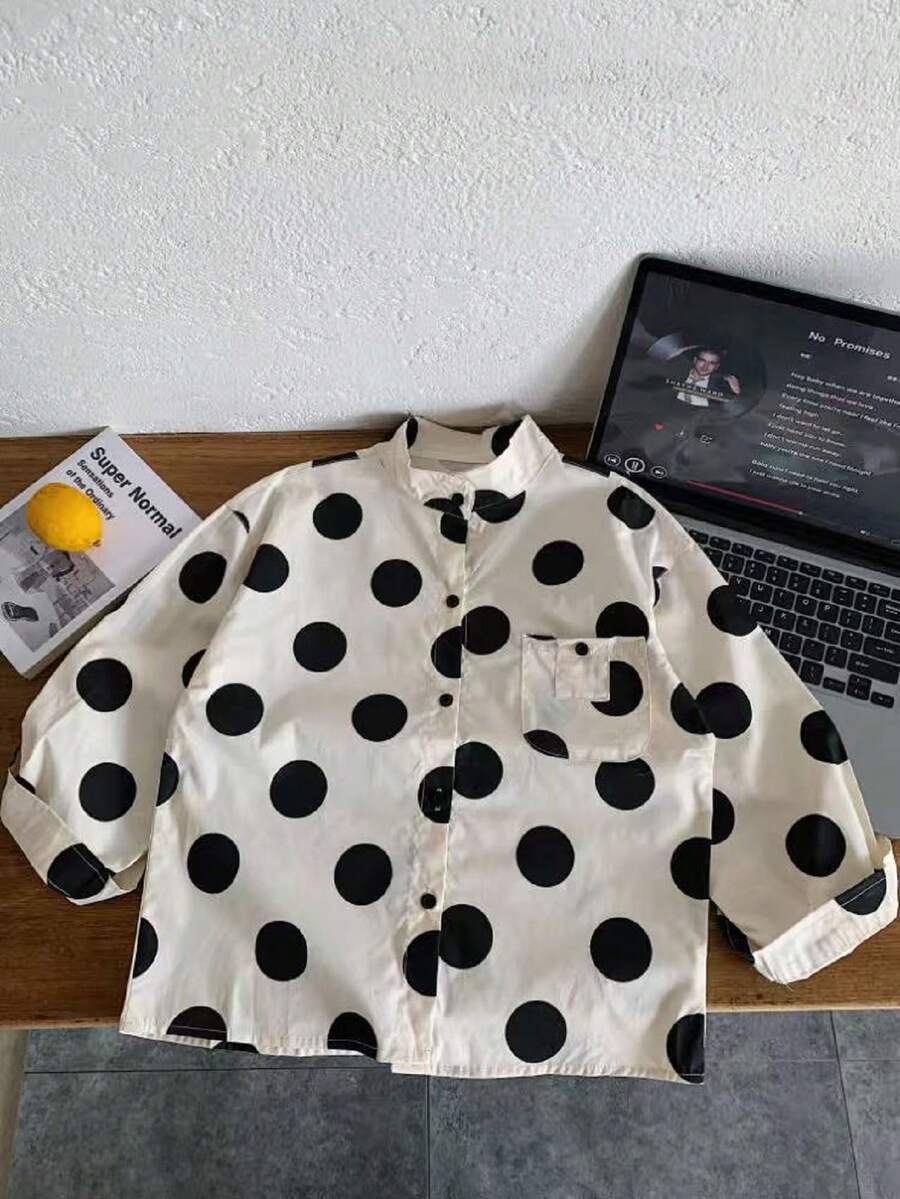 Toddler Boys/Girls Polka Dot Long Sleeve Shirts, Fashionable Tops, Spring/Autumn - Multicolor - View 1