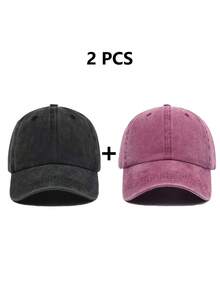 2 chiếc mũ lưỡi trai đã qua xử lý, kiểu dáng retro, mũ golf dành cho bố, mũ cotton điều chỉnh được, phù hợp cho cả nam và nữ. - mũ bóng chày - Xem 7