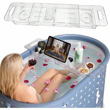 Portable Bathtub, Foldable Bathtub No Installation, Freestanding Shower Bathtubs With Cushion, Collapsible SPA Soaking Bath Tub, Hot Bath Tub Indoor Outdoor Gray - 透明浴缸托盤 - 查看 2