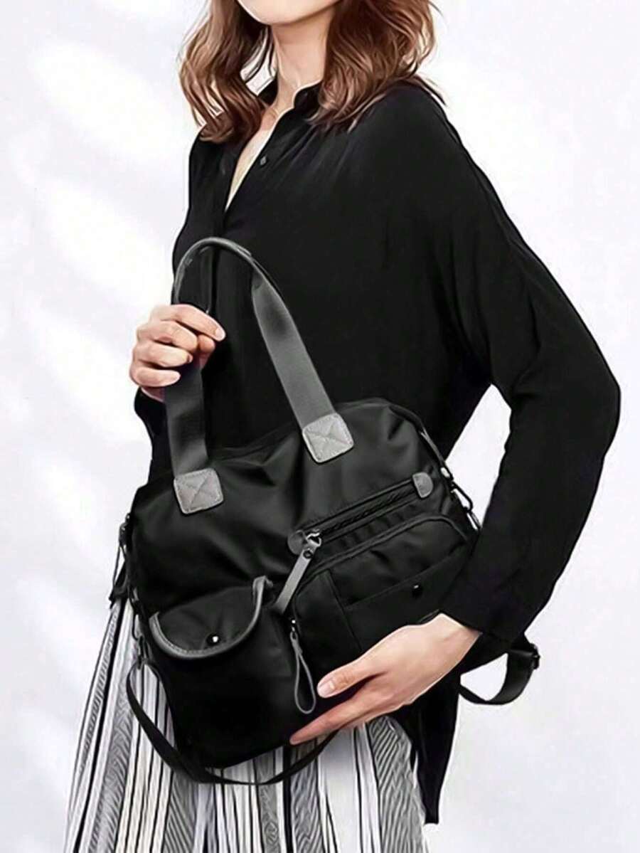 Women's Nylon Shoulder Bag Waterproof Crossbody Bag Large Capacity Multifunctional Tote Travel Bag