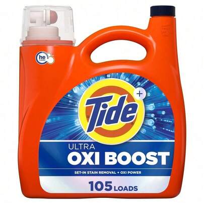 Liquid Laundry Detergent With Ultra Oxi Boost, Advanced Stain Remover, 30 Fl Oz, 21 Loads, High-Efficiency Laundry Soap, Fabric Freshener, Gentle On Clothes, Pre-Measured Cleaning Power, Home Laundry Essentials