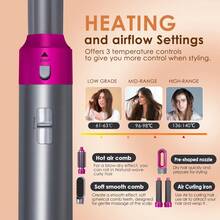 PinkSings 5-In-1 Styling Brush Set, Detachable Hot Air Styling Brush, Negative Ion Hair Dryer Styling Tool Set, Round Hot Air Straightening Brush, Curling Iron Styling Brush - Grey - View 7