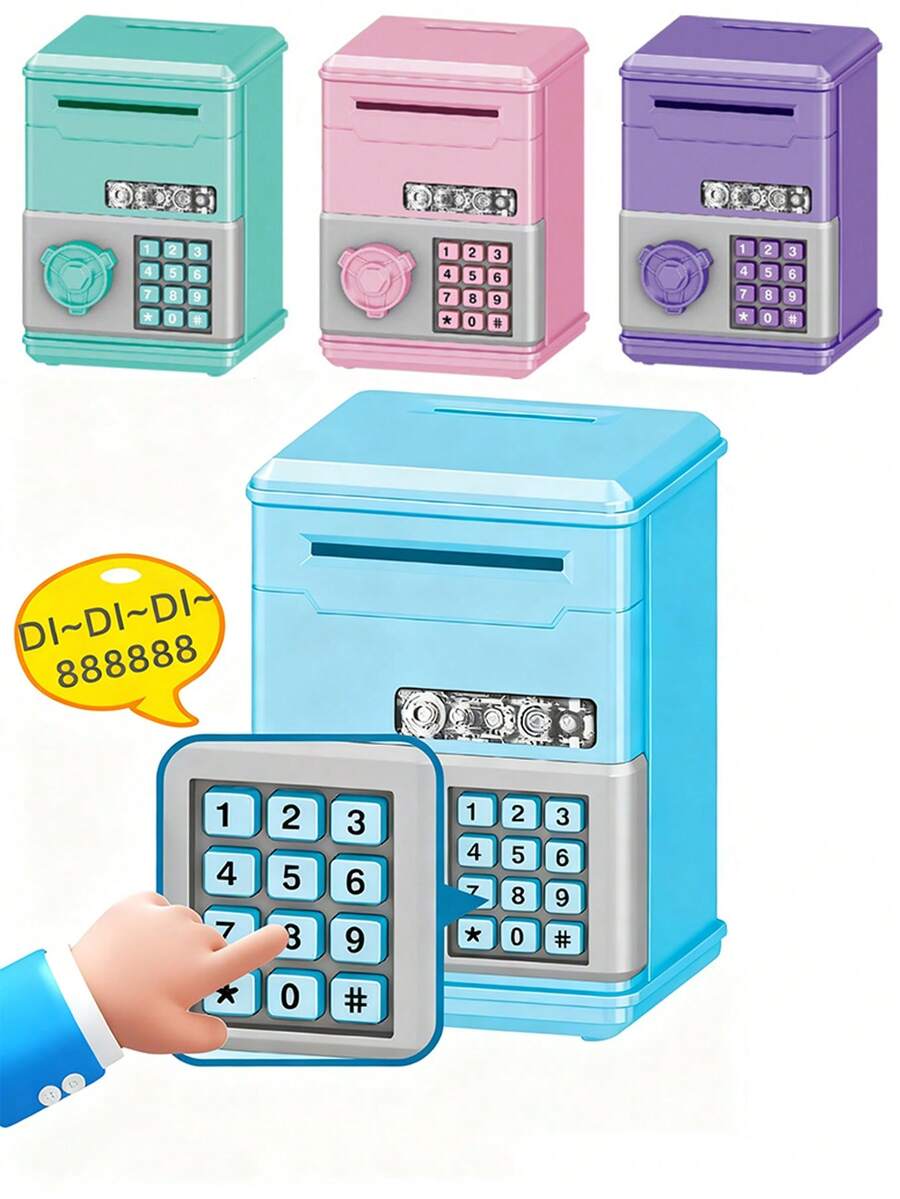 1pc Universal Sealed Coin Bank, Children's Piggy Bank, Coin Savings Reward Box Gift, Mini Cash Box, Creative Password Unlock Gift, Coin Bank, Cash Register, Cartoon Design Decorative Piggy Bank, Suitable For Storing US Dollar, Euro, Australian Dollar, British Pound, Egyptian Pound, Swiss Franc And Other Coins, Small Coin Collection Box, Creative Gift, Girls Toy, Boys Toy, Children's Toy (This Product Has No Electronic Function, No Built-In Battery, As Shown In The Details Page)