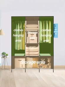 Fabric Wardrobe With Dual Hanging Rods Large Capacity Independent Portable Closet For Bedroom Apartment Dorm Room Dust-Proof Clothing Storage Organizer Cabinet With Shelves And Hanging Space Perfect For Home Organization And Space Saving Solutions - View 3