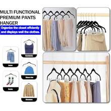 GVTECH Ganchos de Terciopelo con Clips Ganchos de Clip de Metal para Pantalones Perchas de Terciopelo con Muescas para Pantalones Faldas Traje Vestidos y Camisas de Gancho Blanco 24 Pack - Blanco - Ver 6