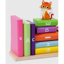 1 Set Wooden Cat Letter Matching Stacking Blocks, Thinking Development Toy, Funny Stackable Blocks For Concentration Training, 2-Player Competition - Multicolor - View 2