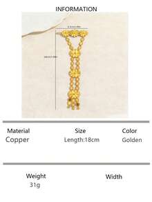 1pc Vintage Luxury Floral Tassel Hair Accessory, Suitable For Women's Party, Banquet And Performance Wear - Gold - View 13