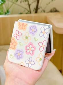 1pc Fashionable And Minimalist Skin Feel PC Material Cute And Minimalist Flower Element Folding Phone Case, Can Protect And Prevent Falling For: SamsungGalaxy Zflip 3/Zflip 4/Zflip 5/Zflip 6/Zflip 7/ Find N3 Flip/ Razr 50 Ultra/ Razr 60 Ultra/ Razr 60/ Rolla Razr 50/XiaomiMIX Flip/Galaxy Z Flip7 FE - White - View 6